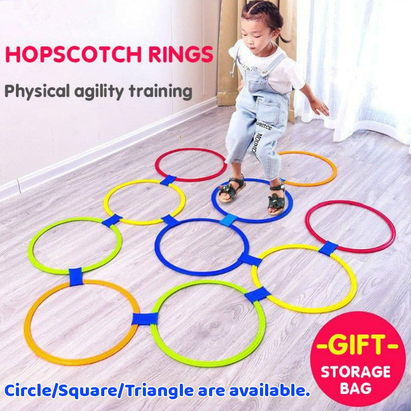 Children Brain Games Hopscotch Jump Circle Rings