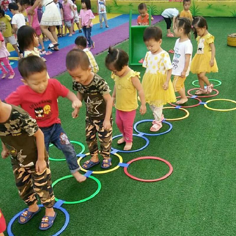 Children Brain Games Hopscotch Jump Circle Rings