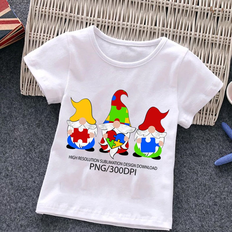 Girls Cartoon Puzzle Cotton Dinosaur T Shirts