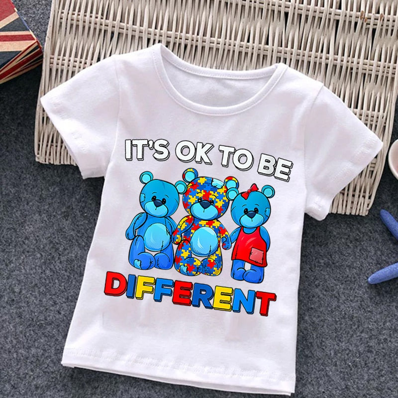 Girls Cartoon Puzzle Cotton Dinosaur T Shirts