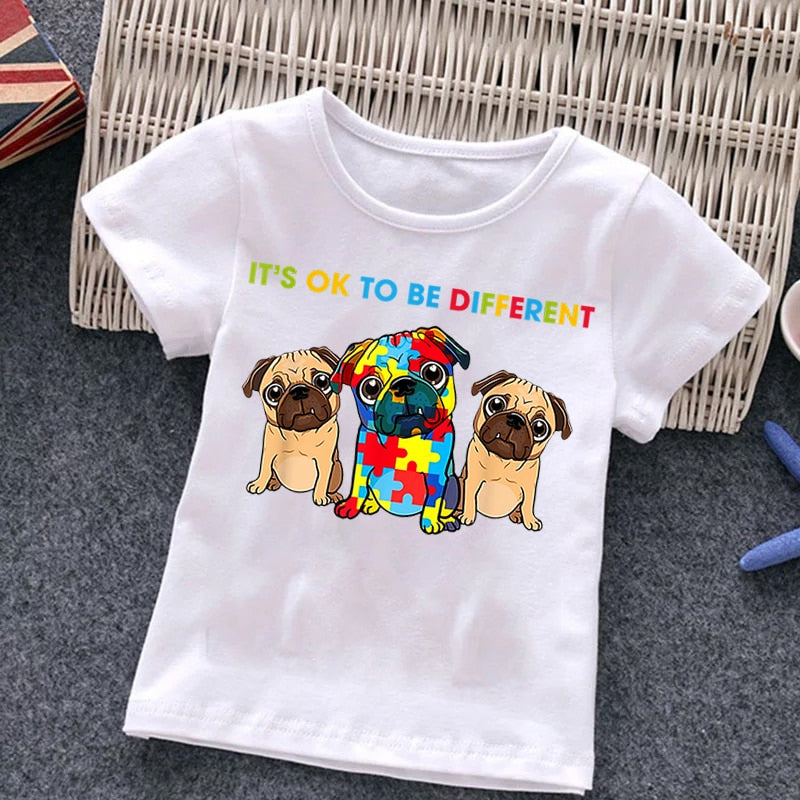 Girls Cartoon Puzzle Cotton Dinosaur T Shirts